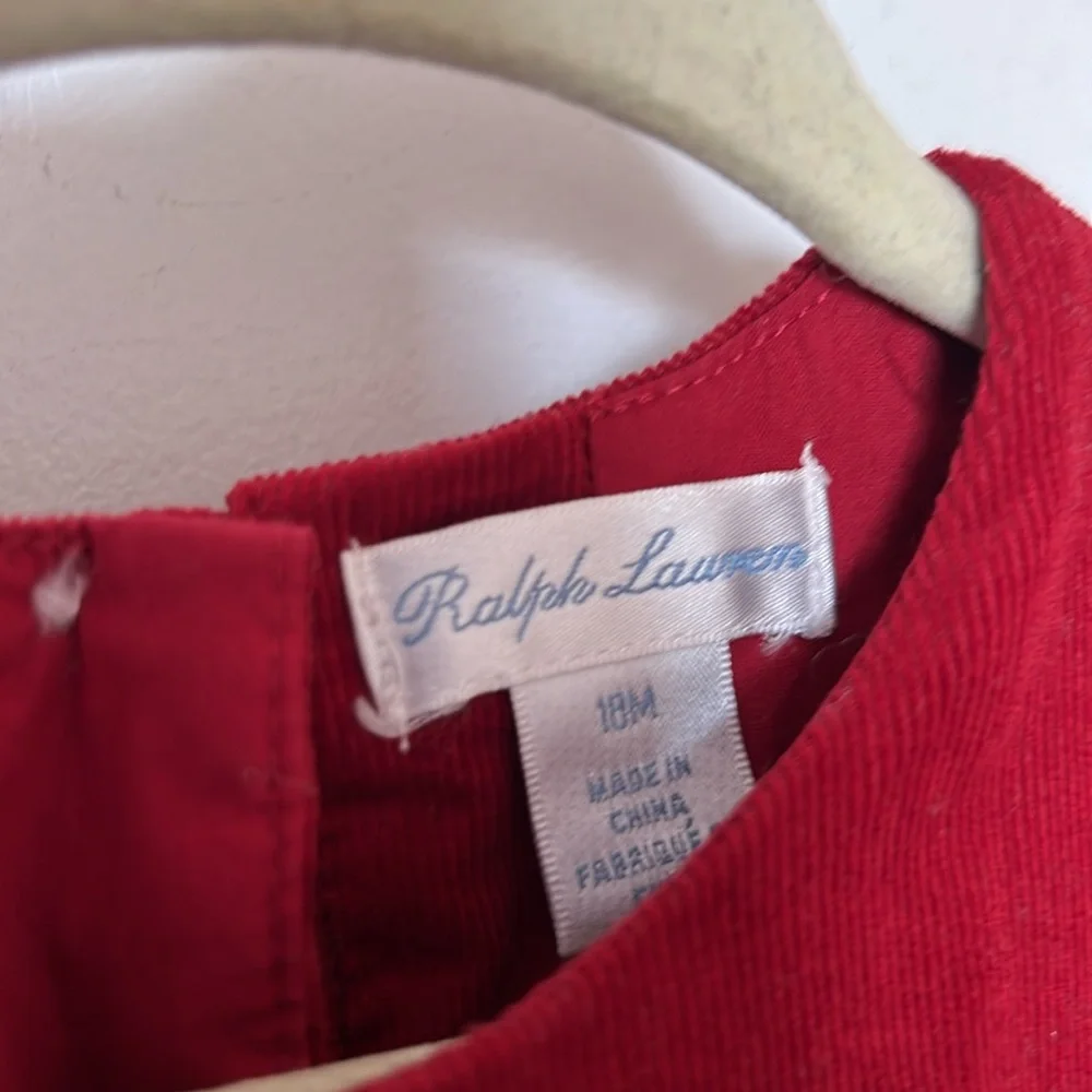 Ralph Lauren Red Velveteen Holiday Dress with Bloomer